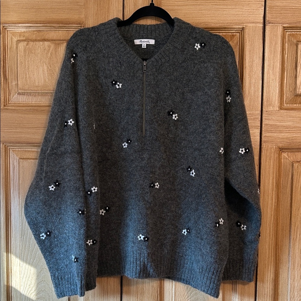 Madewell Heather Gray 1/4 Zip Sweater